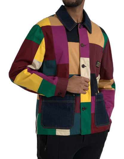 Veste à col en coton patchwork multicolore Dolce &amp; Gabbana