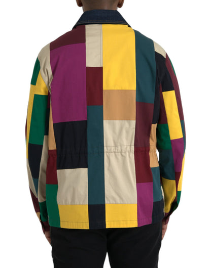 Veste à col en coton patchwork multicolore Dolce &amp; Gabbana