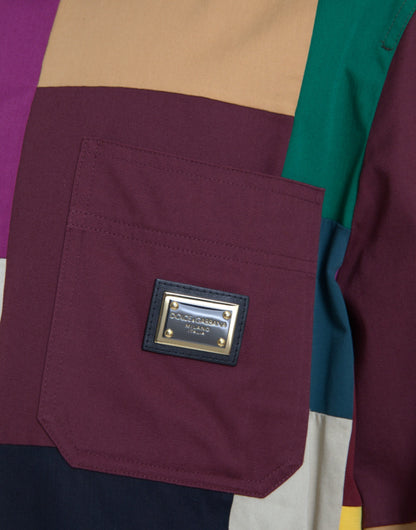 Veste à col en coton patchwork multicolore Dolce &amp; Gabbana