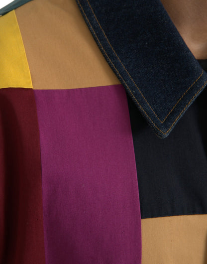Veste à col en coton patchwork multicolore Dolce &amp; Gabbana