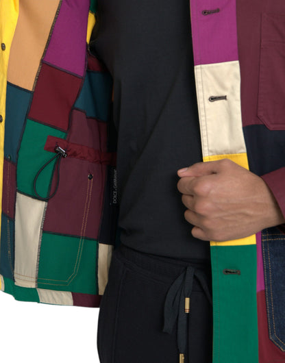 Veste à col en coton patchwork multicolore Dolce &amp; Gabbana