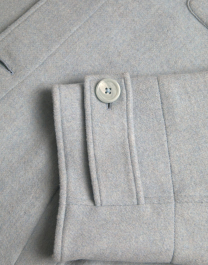 Dolce &amp; Gabbana Trench-coat boutonné en laine bleu clair