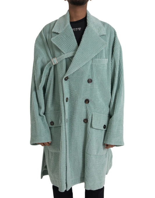 Veste croisée en velours côtelé bleu Dolce &amp; Gabbana