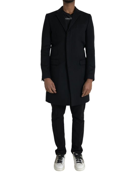 Trench-coat noir à boutonnage simple Dolce &amp; Gabbana