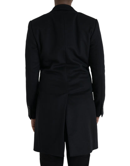 Trench-coat noir à boutonnage simple Dolce &amp; Gabbana