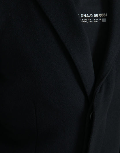 Trench-coat noir à boutonnage simple Dolce &amp; Gabbana
