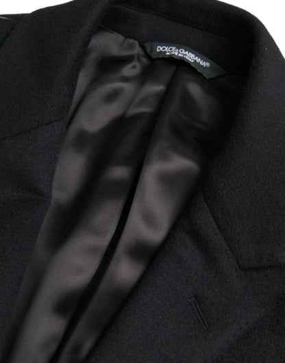 Trench-coat noir à boutonnage simple Dolce &amp; Gabbana