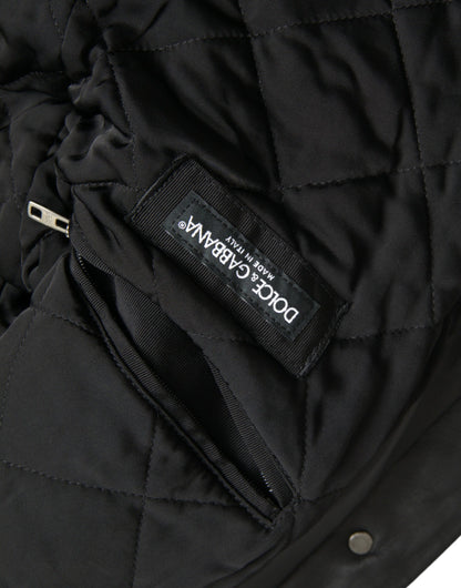 Dolce &amp; Gabbana - Manteau motard en cuir noir avec col en fourrure