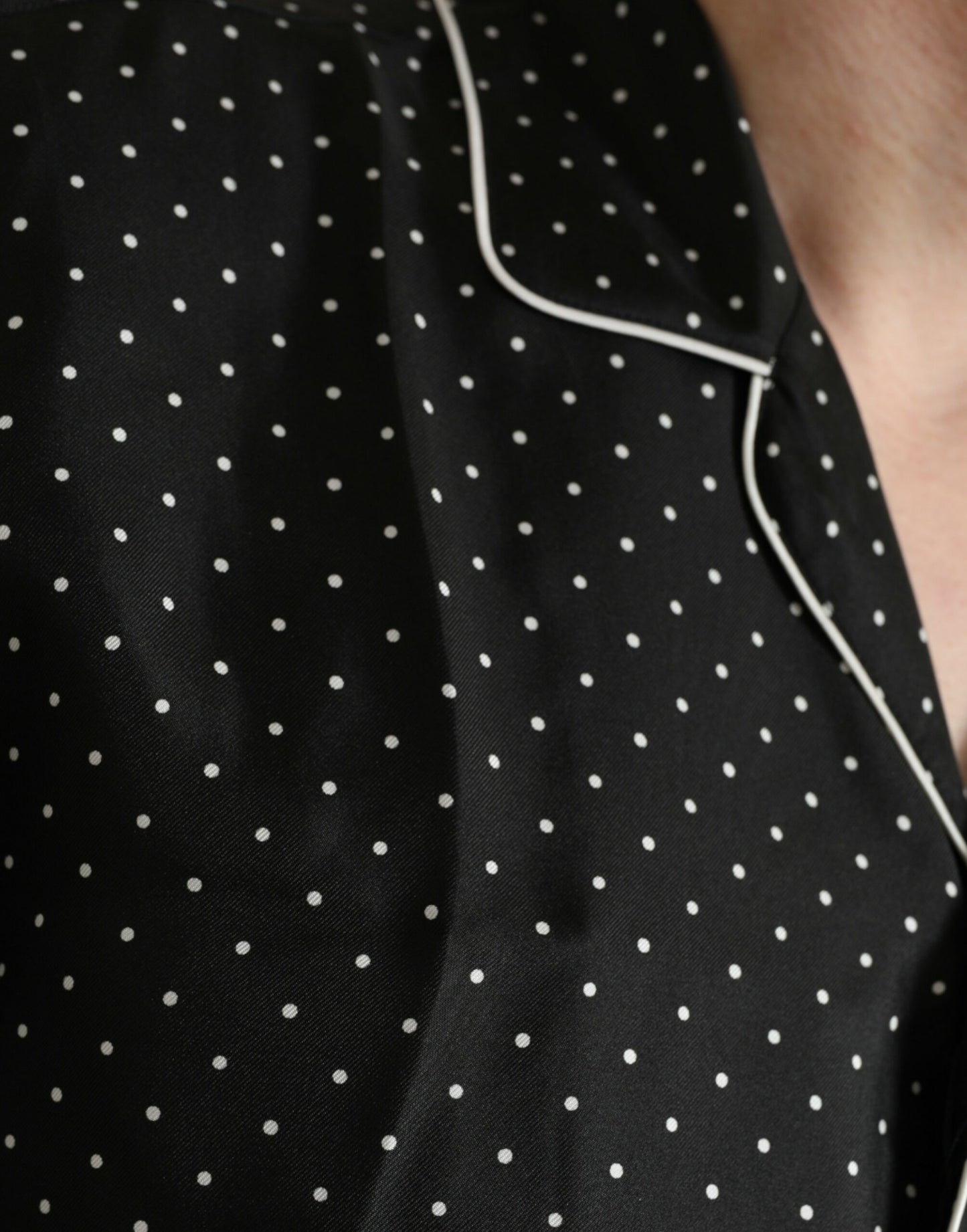 Dolce & Gabbana Black Polka Dot Silk Long Sleeve Shirt by Dolce & Gabbana