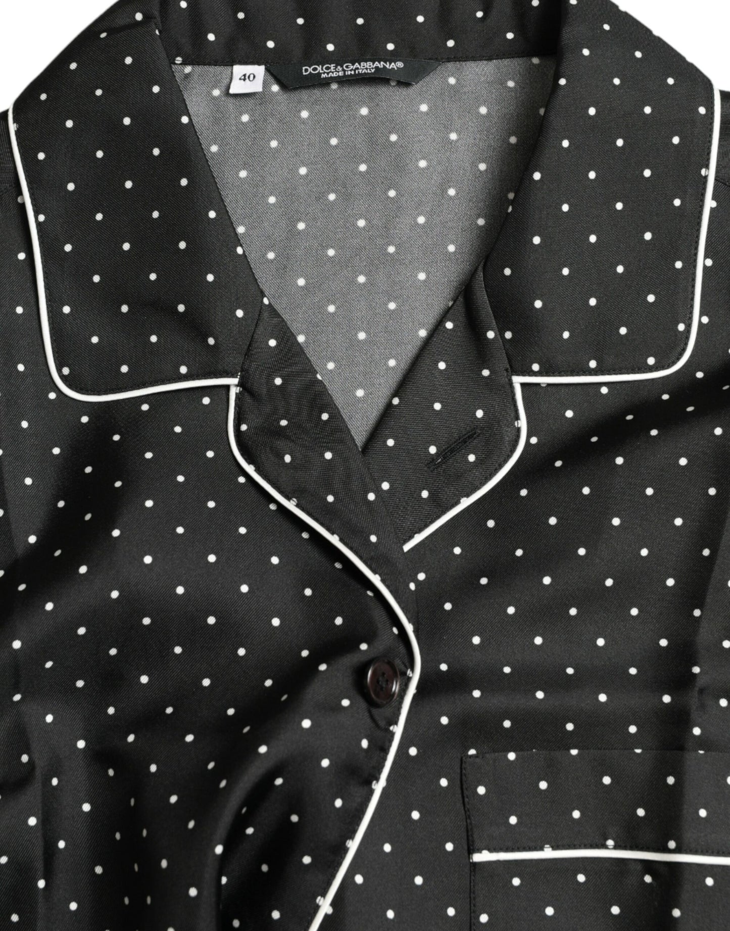 Dolce & Gabbana Black Polka Dot Silk Long Sleeve Shirt by Dolce & Gabbana