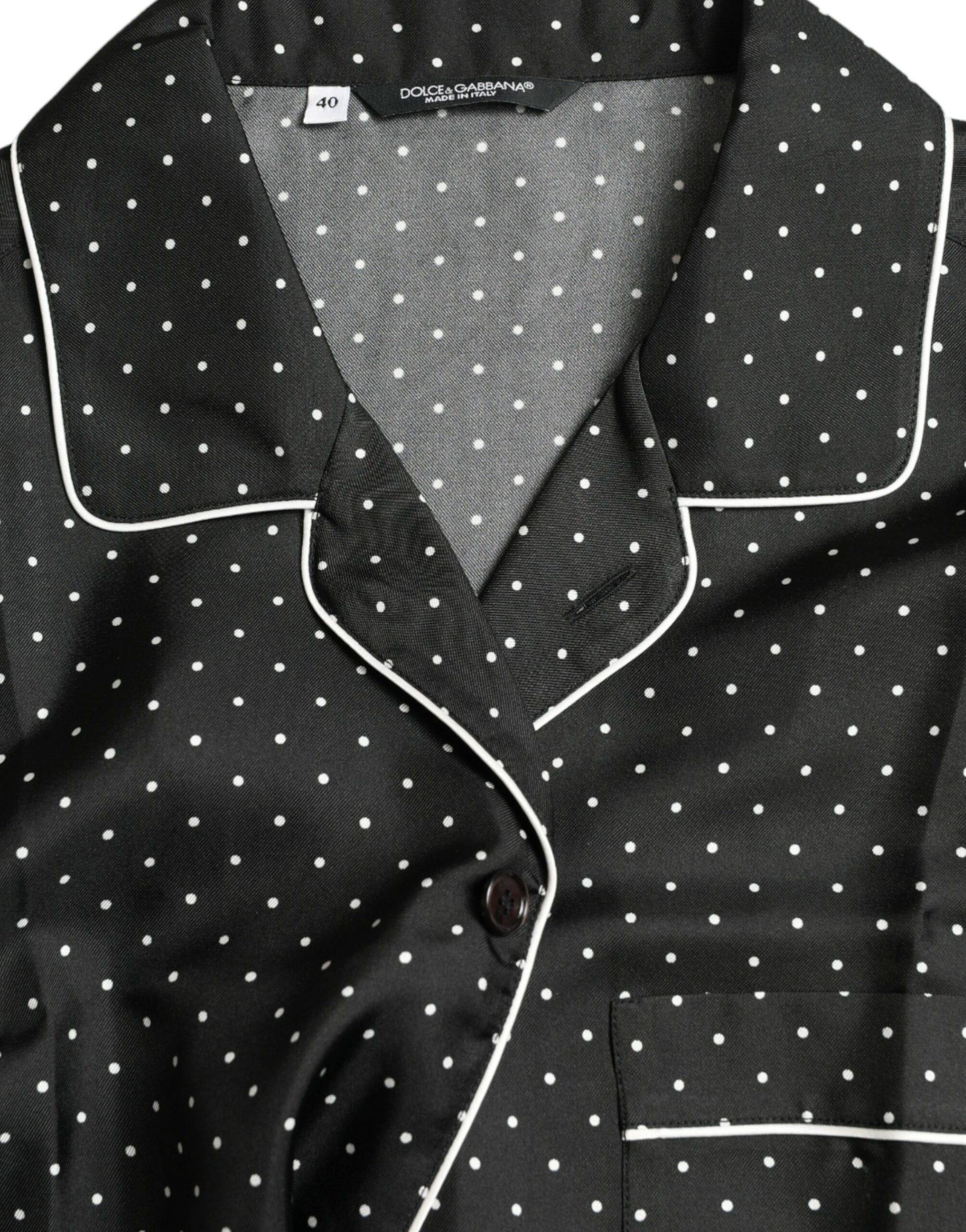 Dolce & Gabbana Black Polka Dot Silk Long Sleeve Shirt by Dolce & Gabbana