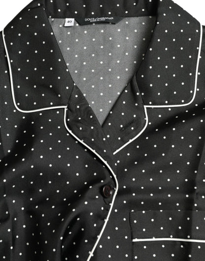 Dolce & Gabbana Black Polka Dot Silk Long Sleeve Shirt by Dolce & Gabbana