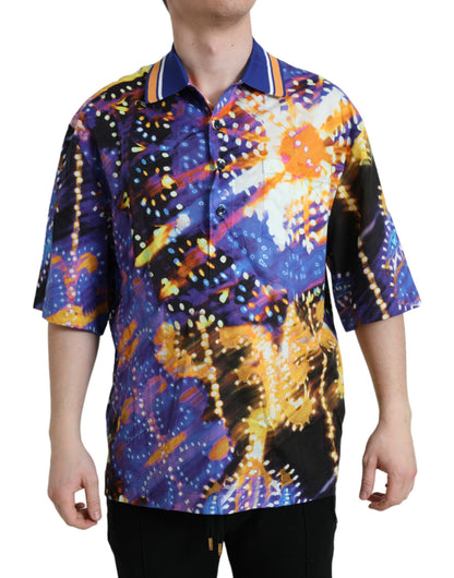 Dolce & Gabbana Multicolor Luminarie Print Cotton Casual Shirt by Dolce & Gabbana