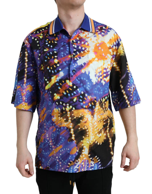 Dolce & Gabbana Multicolor Luminarie Print Cotton Casual Shirt by Dolce & Gabbana