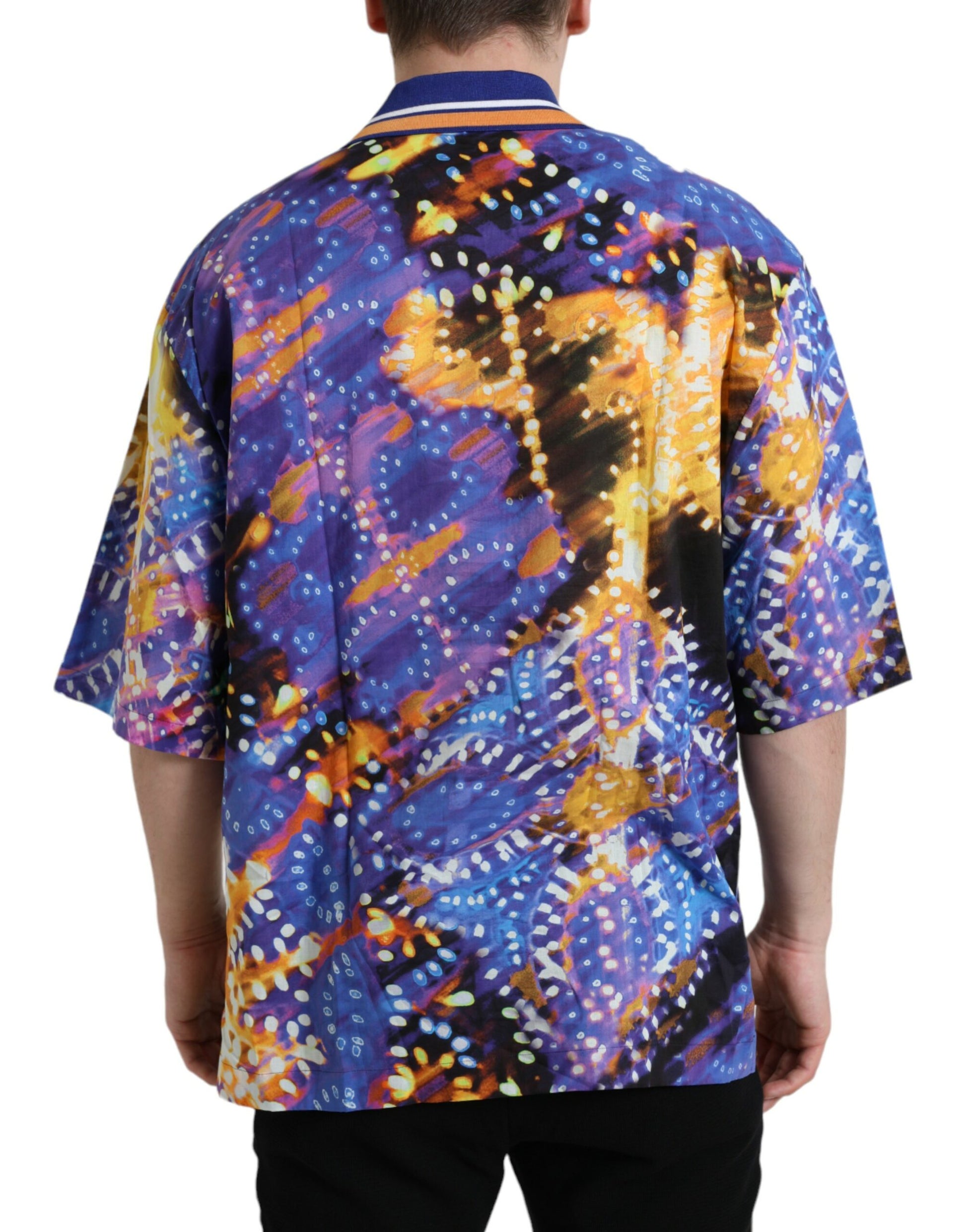 Dolce & Gabbana Multicolor Luminarie Print Cotton Casual Shirt by Dolce & Gabbana