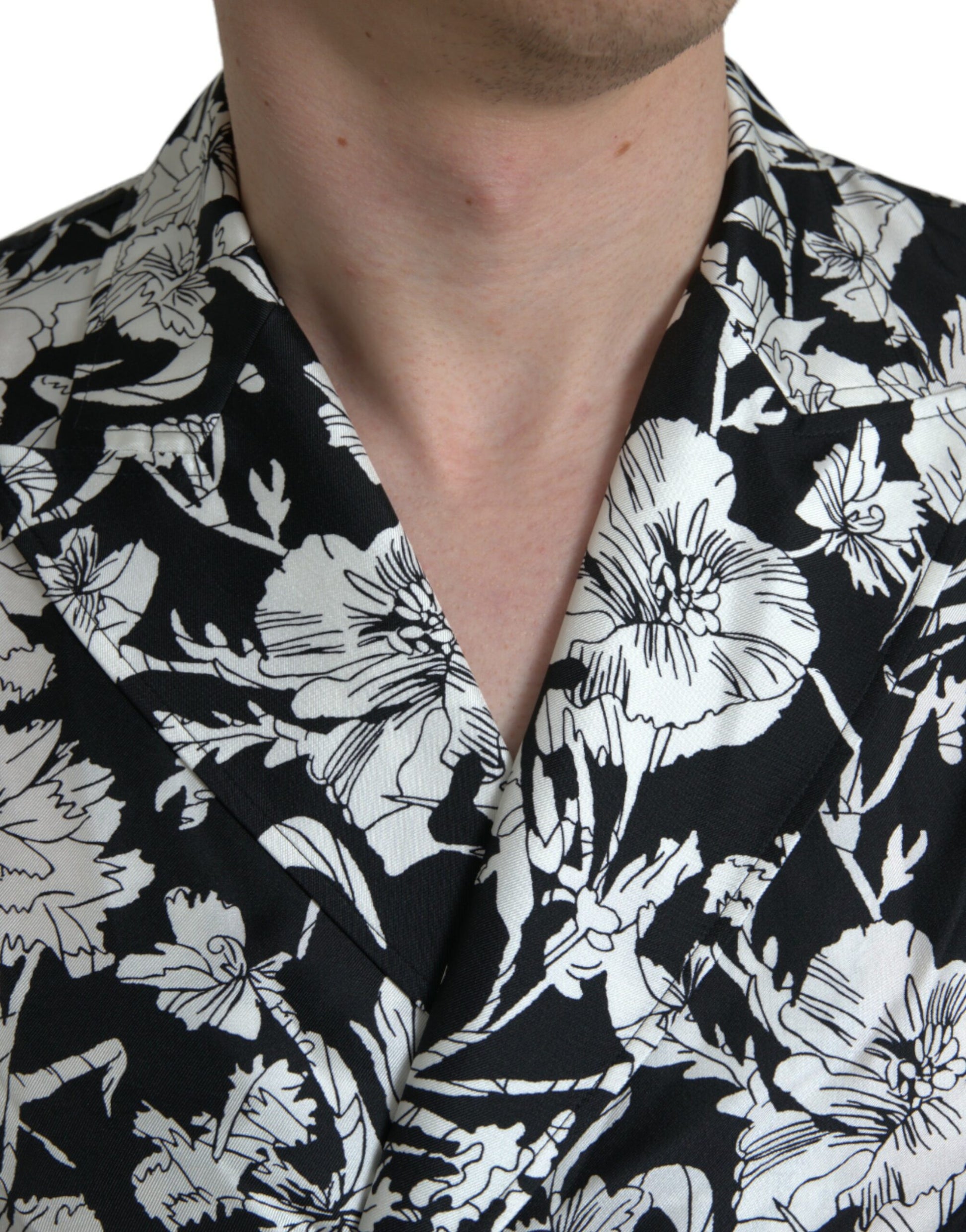 Dolce & Gabbana Black White Floral Button Down Casual Shirt by Dolce & Gabbana