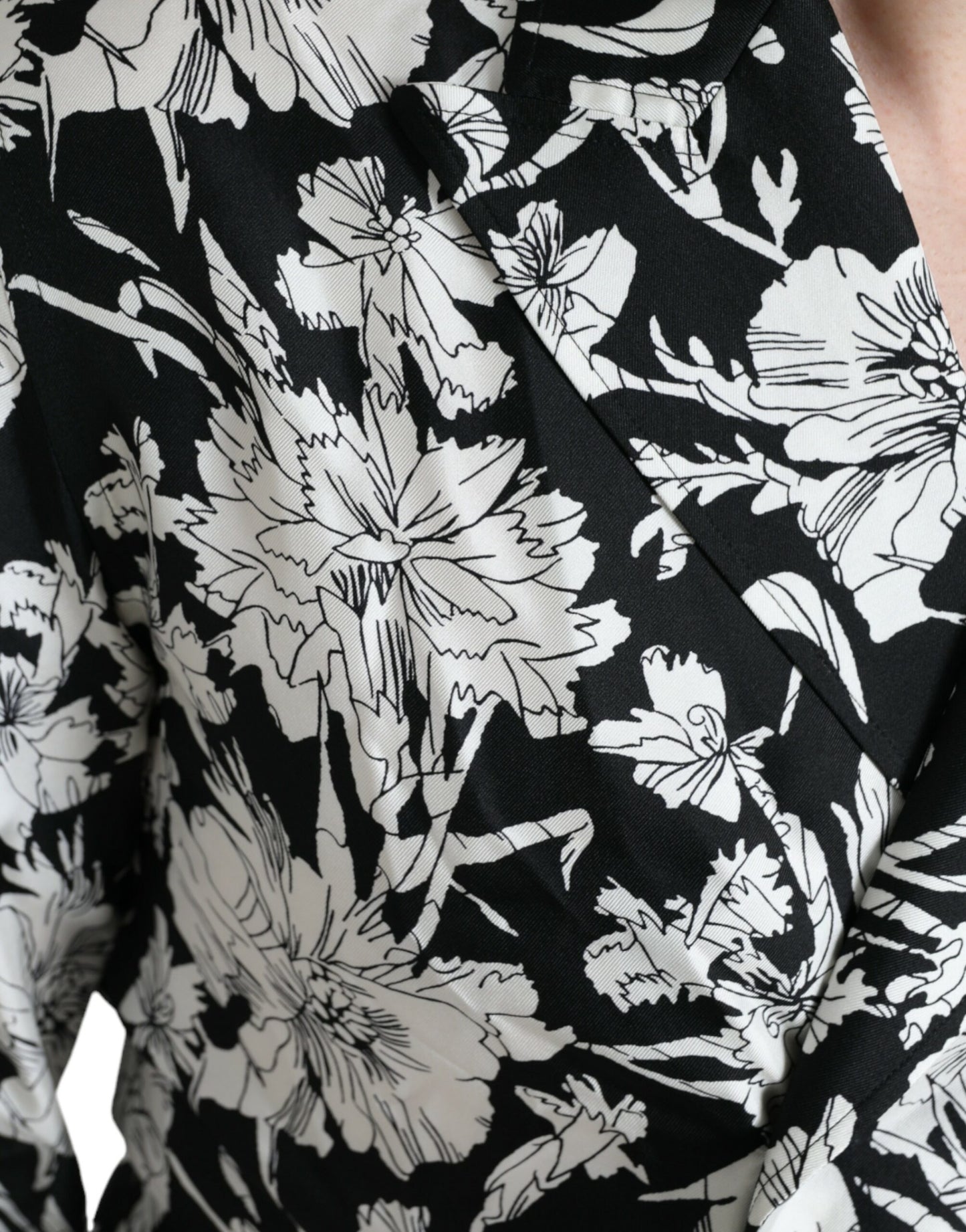 Dolce & Gabbana Black White Floral Button Down Casual Shirt by Dolce & Gabbana