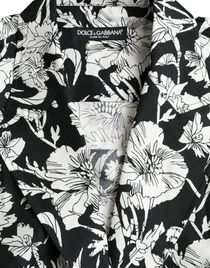 Dolce & Gabbana Black White Floral Button Down Casual Shirt by Dolce & Gabbana
