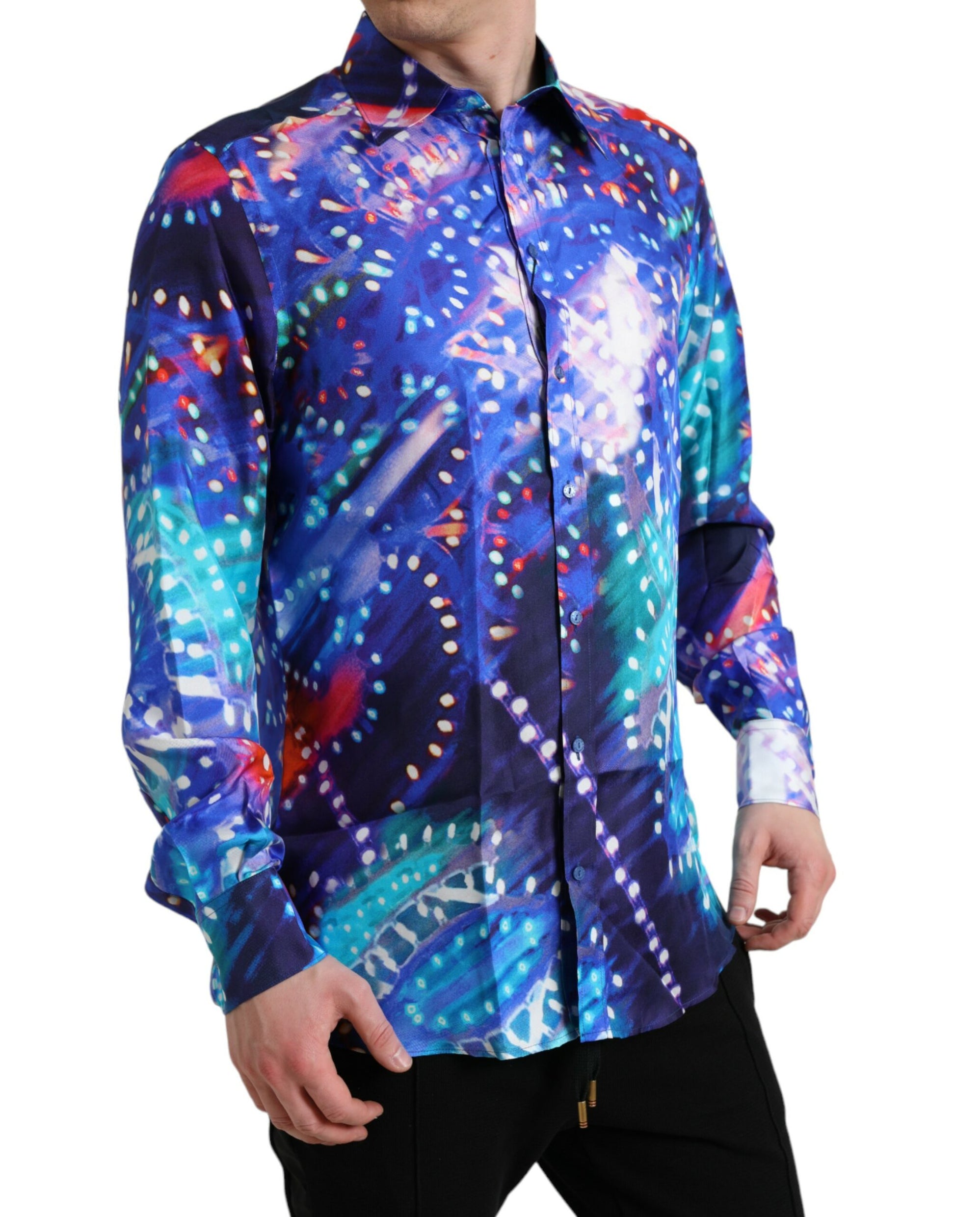 Dolce & Gabbana Purple Luminarie Silk Slim MARTINI Shirt by Dolce & Gabbana