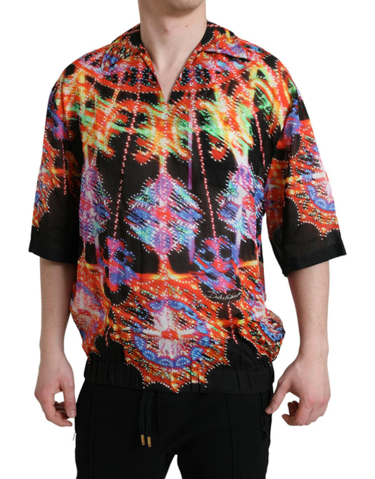 Dolce & Gabbana Multicolor Luminarie Print Cotton T-shirt by Dolce & Gabbana