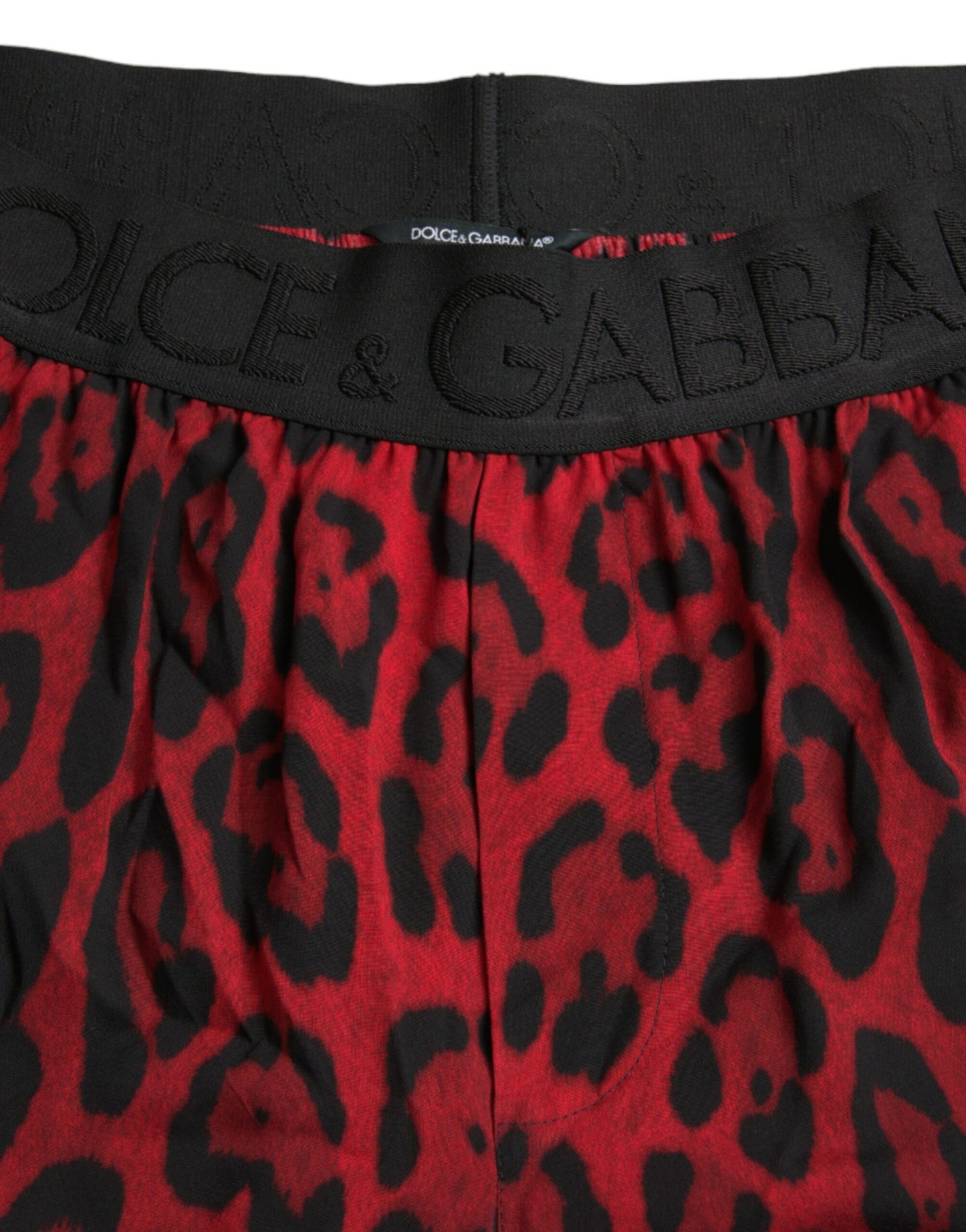 Bermuda en viscose à imprimé léopard rouge Dolce &amp; Gabbana