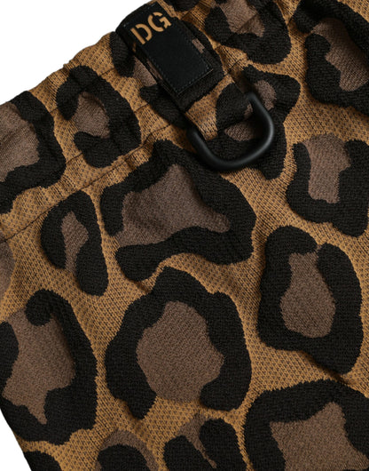 Dolce & Gabbana Brown Leopard Print Polyester Jogger Pants by Dolce & Gabbana