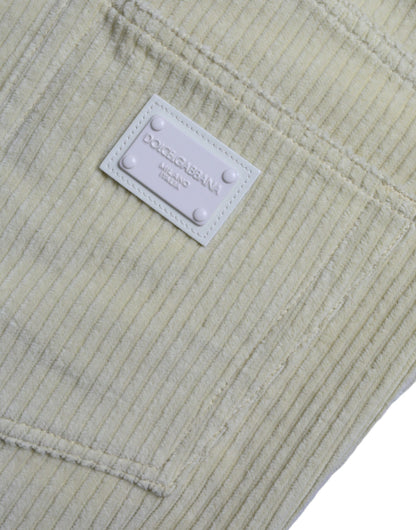 Dolce & Gabbana Yellow Corduroy Logo Plaque Skinny Denim Jeans by Dolce & Gabbana