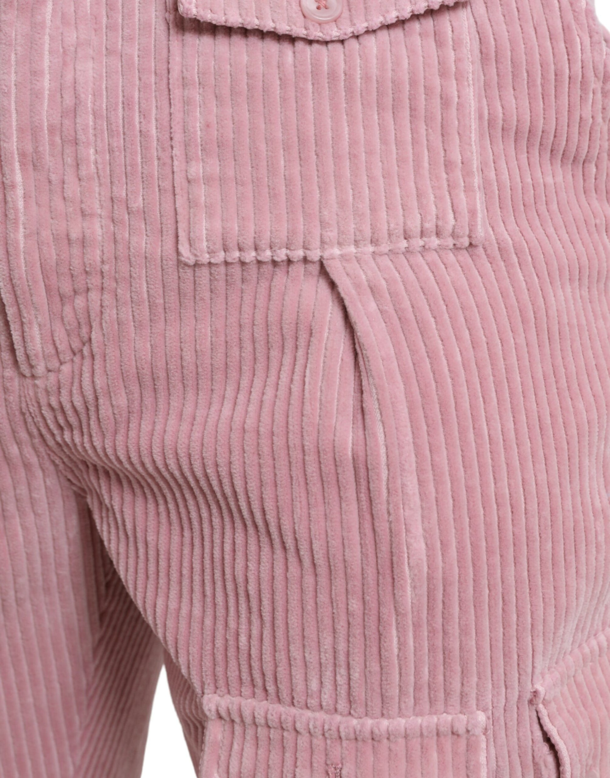 Dolce & Gabbana Pink Corduroy Cotton Stretch Skinny Cargo Jeans by Dolce & Gabbana