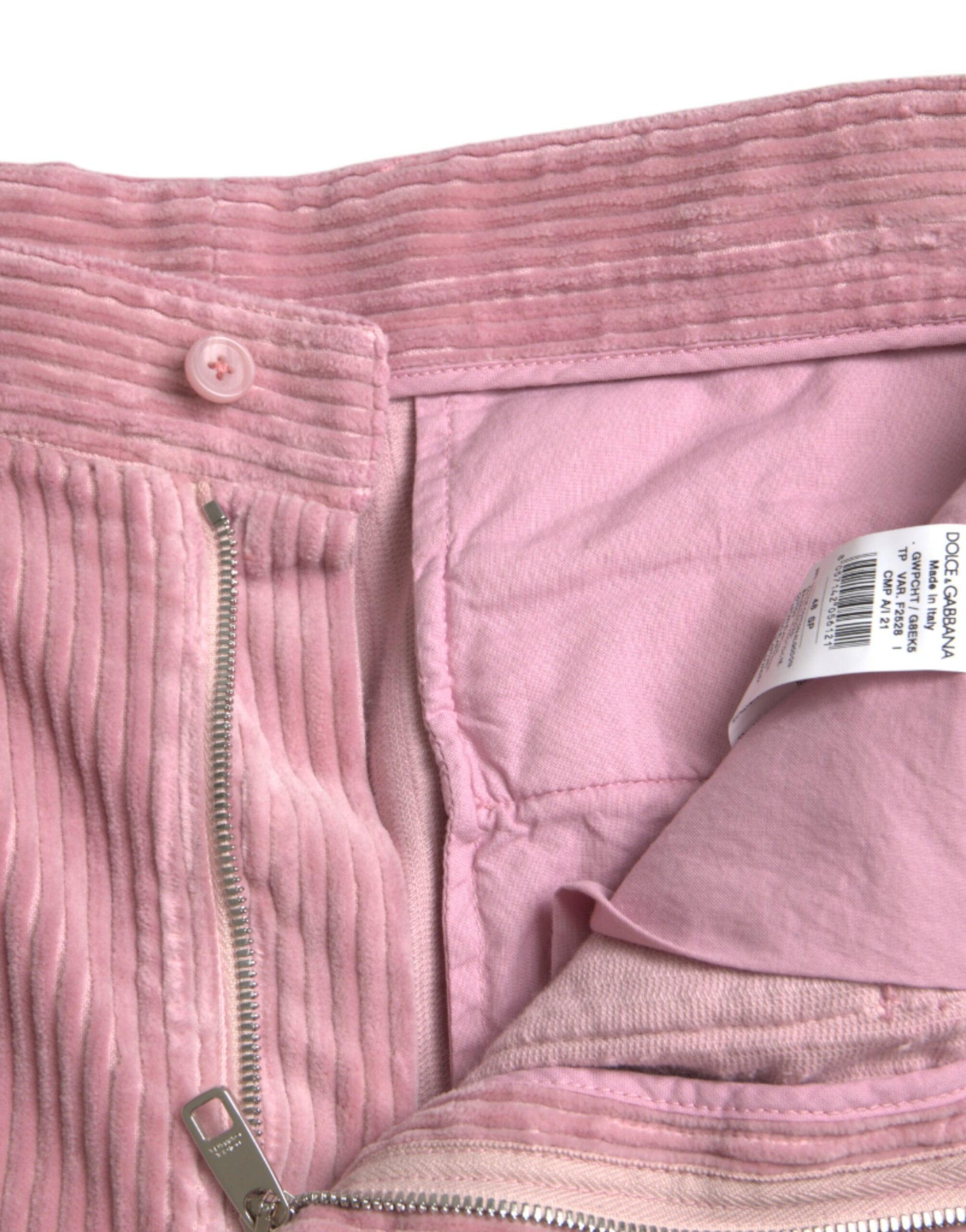 Dolce & Gabbana Pink Corduroy Cotton Stretch Skinny Cargo Jeans by Dolce & Gabbana