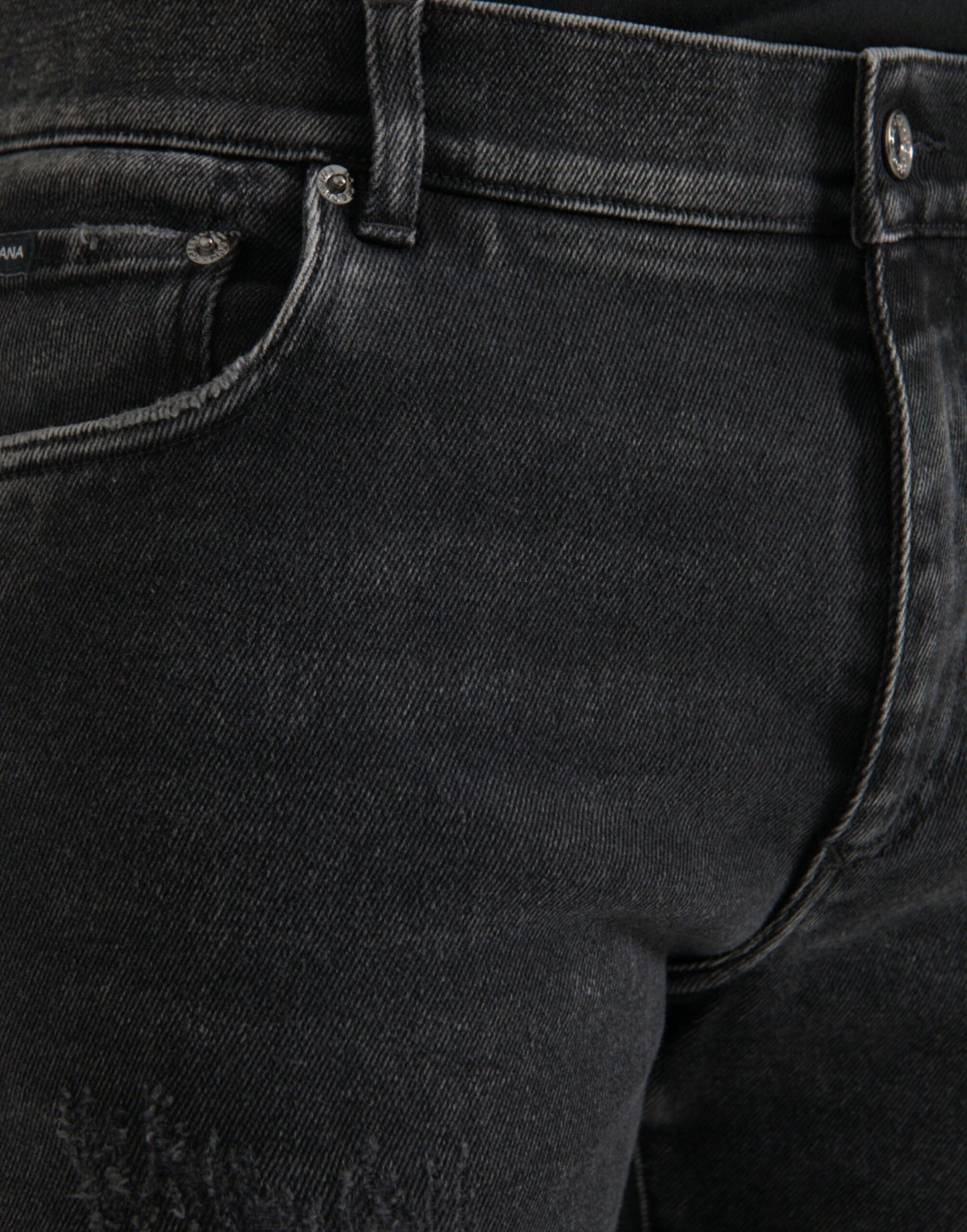 Dolce & Gabbana Gray Cotton Stretch Skinny Denim Logo Jeans by Dolce & Gabbana