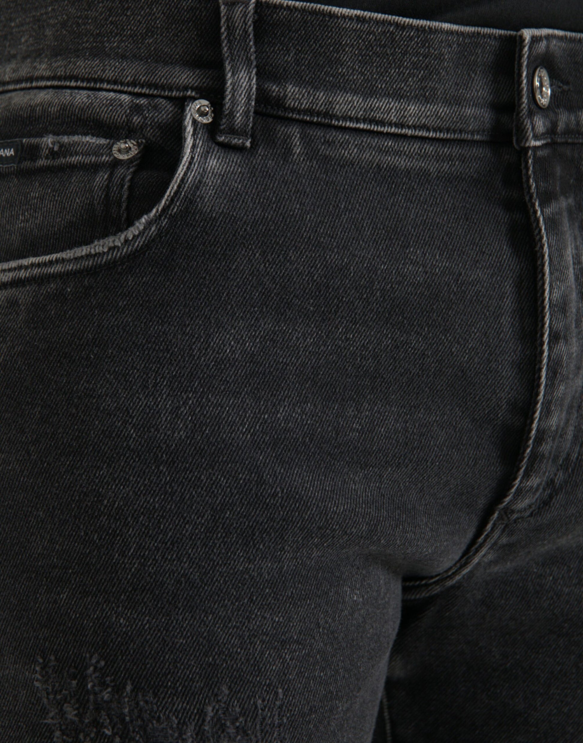 Dolce & Gabbana Gray Cotton Stretch Skinny Denim Logo Jeans by Dolce & Gabbana