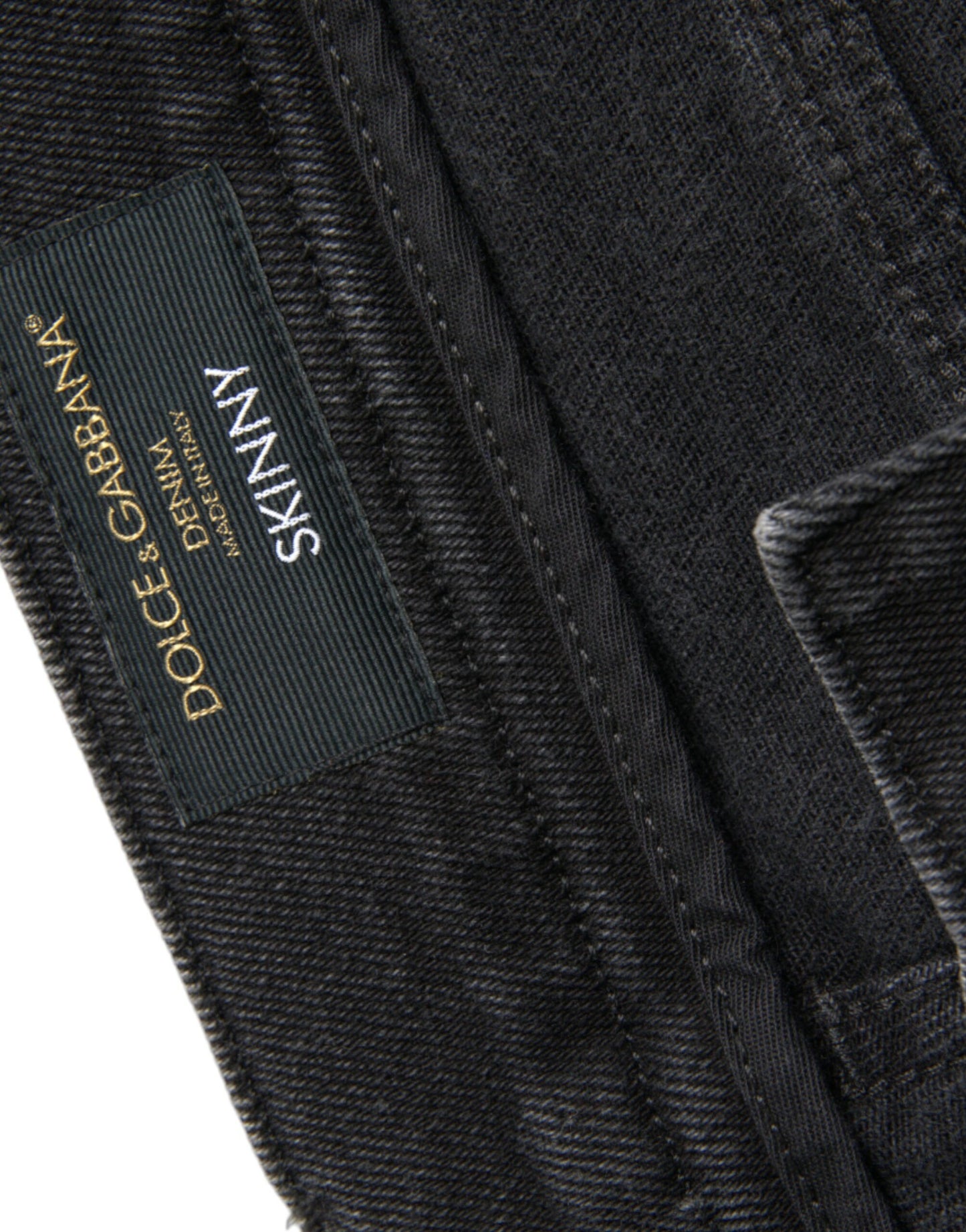 Dolce & Gabbana Gray Cotton Stretch Skinny Denim Logo Jeans by Dolce & Gabbana