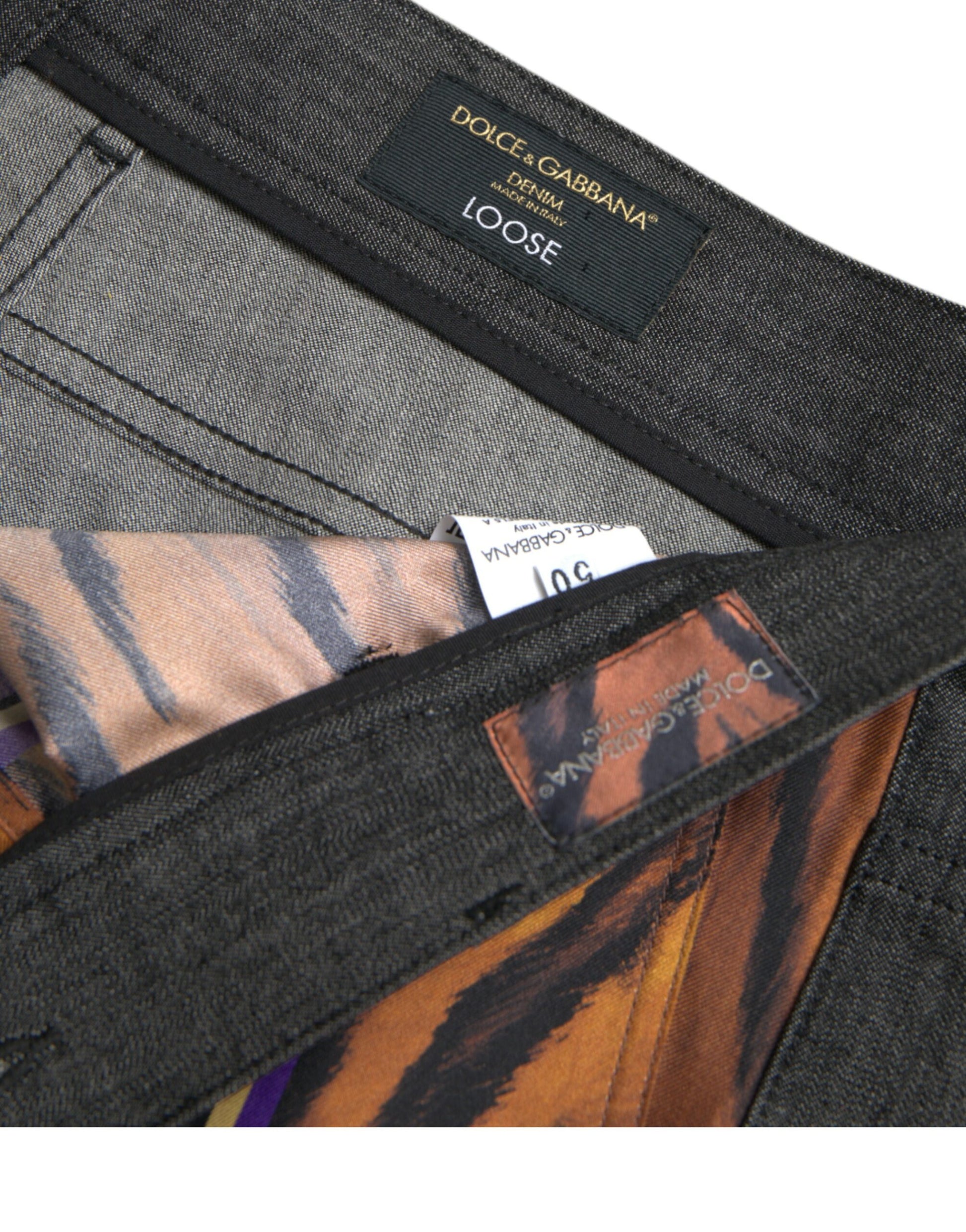 Dolce & Gabbana Multicolor Tiger Leopard Cotton Loose Tapered Pants by Dolce & Gabbana