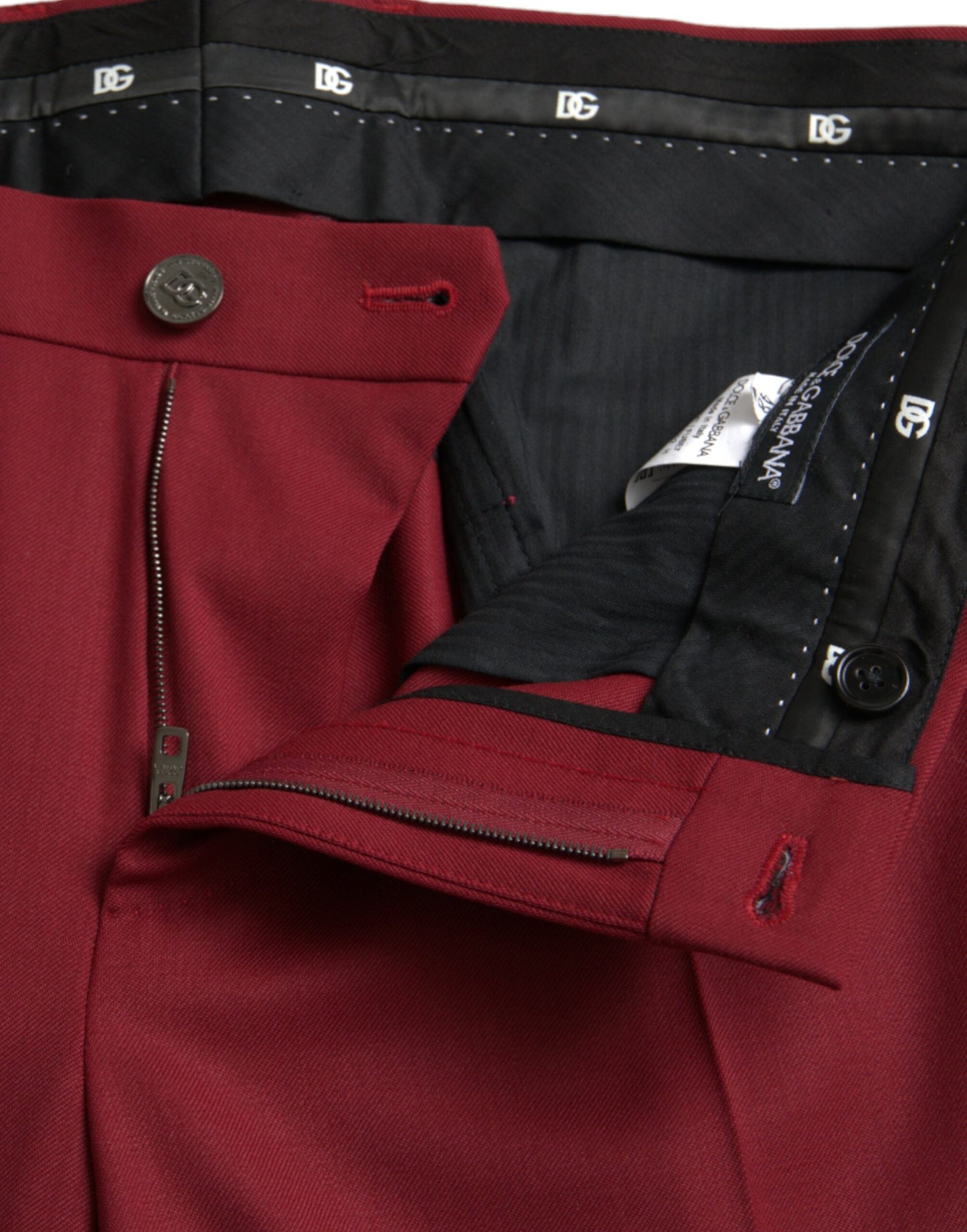 Dolce & Gabbana Red Wool Men Slim Fit Dress Pants by Dolce & Gabbana