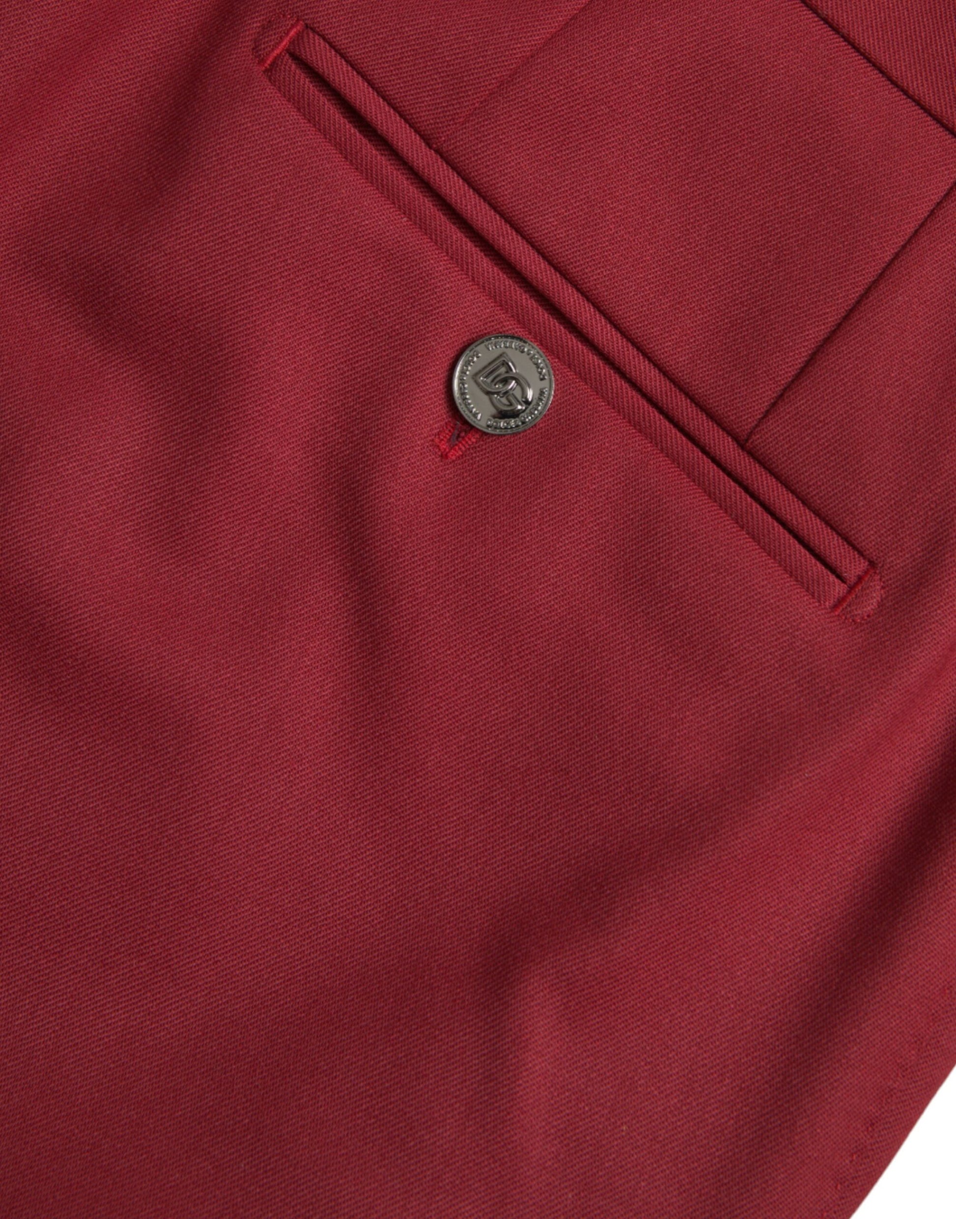 Dolce & Gabbana Red Wool Men Slim Fit Dress Pants by Dolce & Gabbana