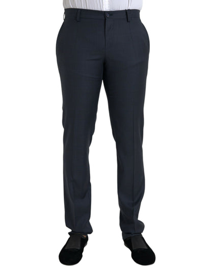 Dolce & Gabbana Blue Wool Men Skinny Dress Pants by Dolce & Gabbana