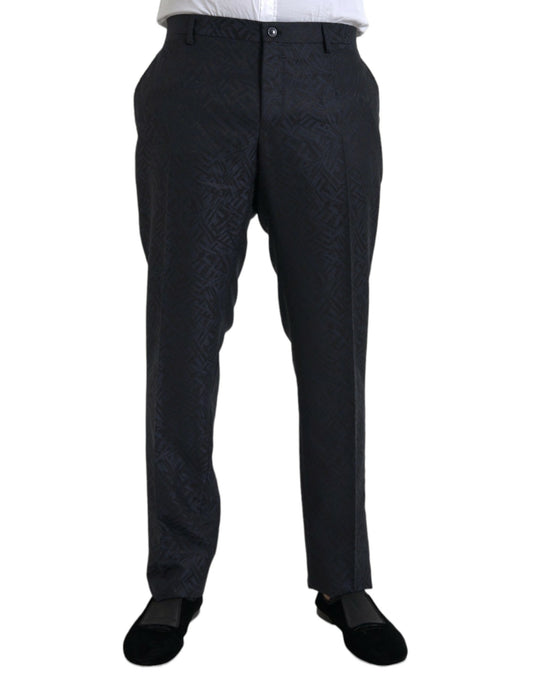Dolce & Gabbana Blue Brocade Wool Skinny Men Dress Pants by Dolce & Gabbana