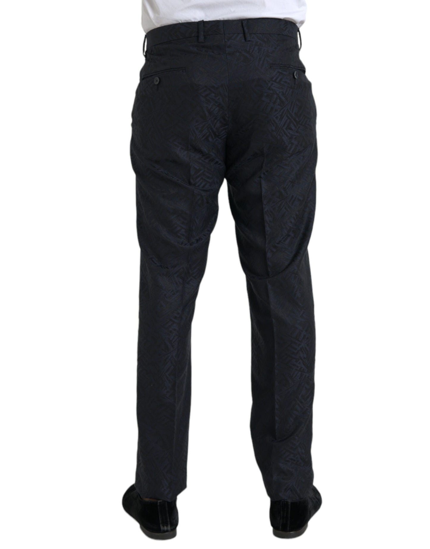 Dolce & Gabbana Blue Brocade Wool Skinny Men Dress Pants by Dolce & Gabbana