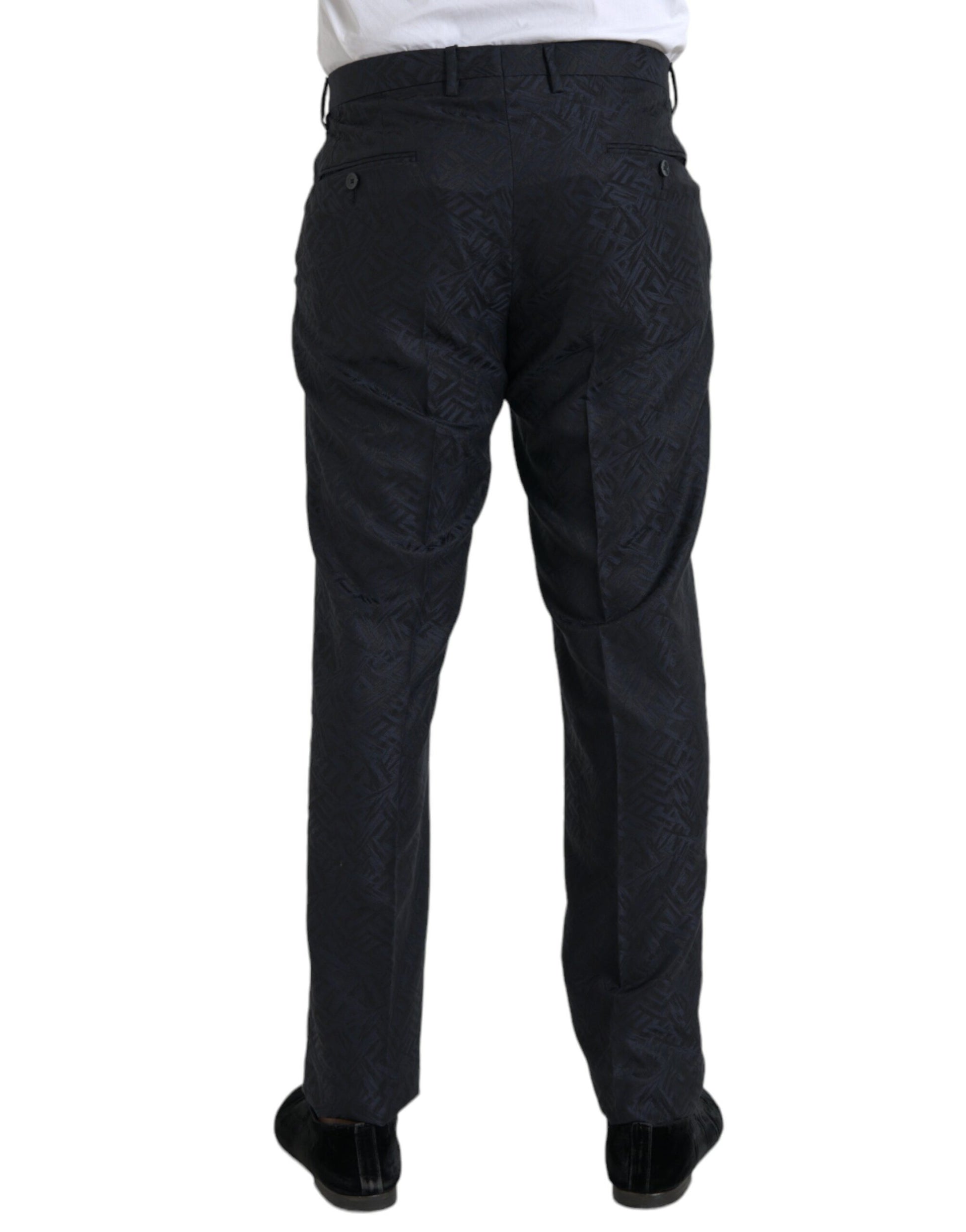 Dolce & Gabbana Blue Brocade Wool Skinny Men Dress Pants by Dolce & Gabbana