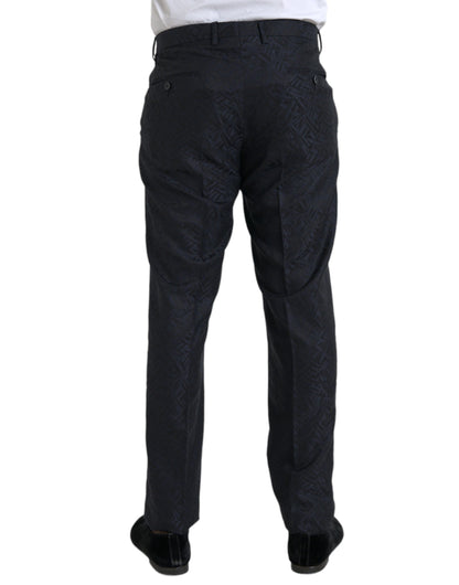 Dolce & Gabbana Blue Brocade Wool Skinny Men Dress Pants by Dolce & Gabbana
