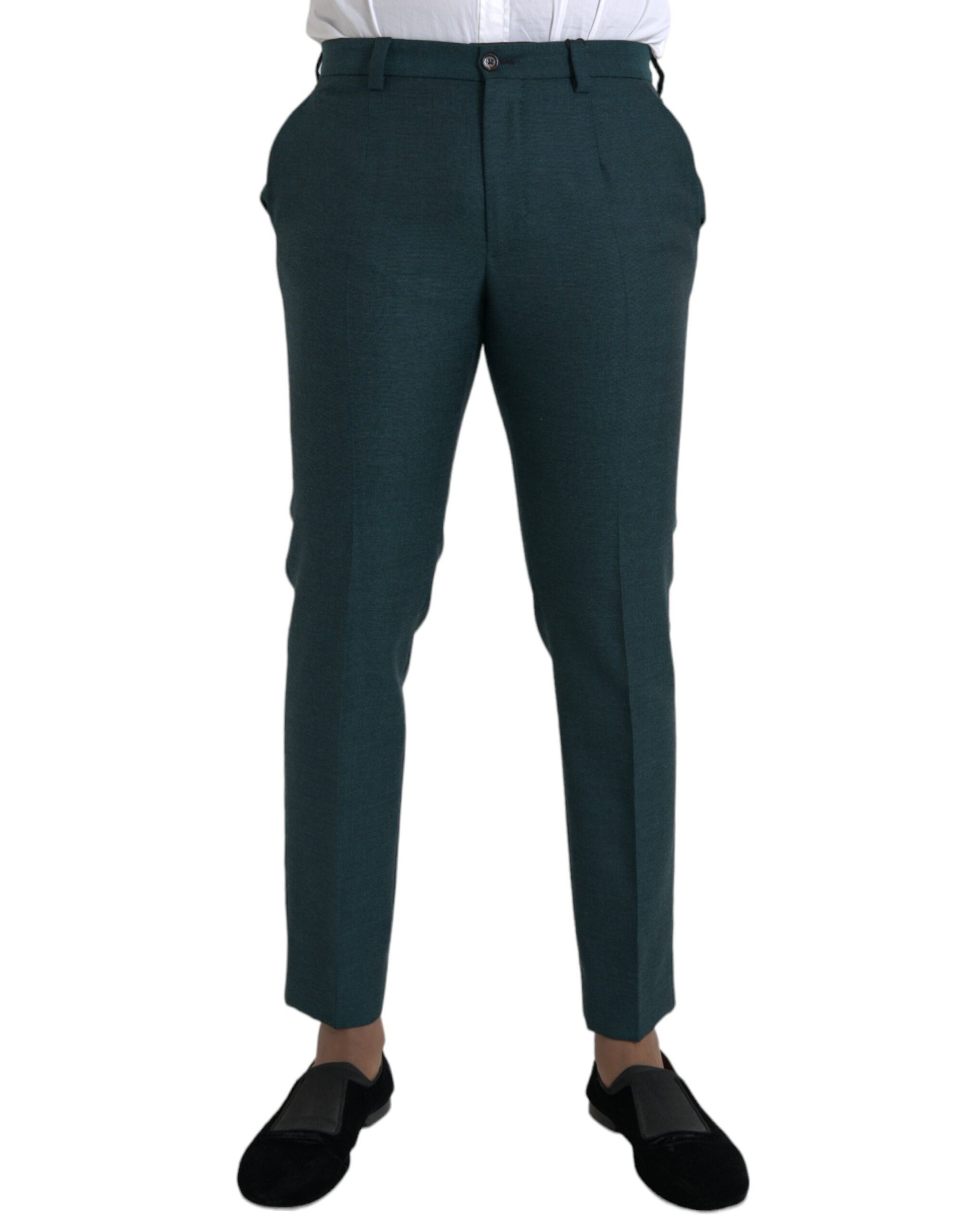 Dolce & Gabbana Green Wool Skinny Slim Dress Pants by Dolce & Gabbana