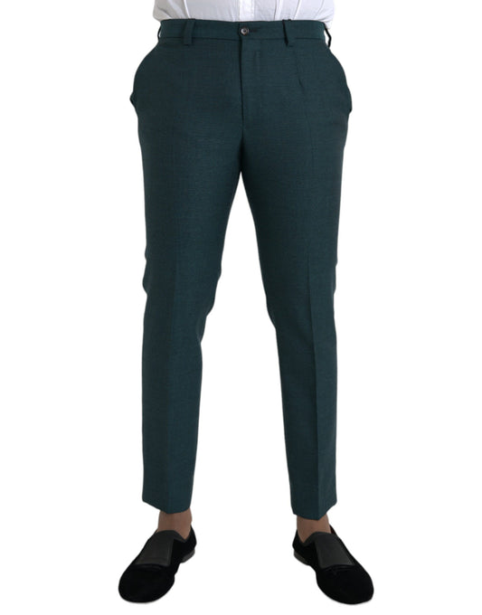 Dolce & Gabbana Green Wool Skinny Slim Dress Pants by Dolce & Gabbana