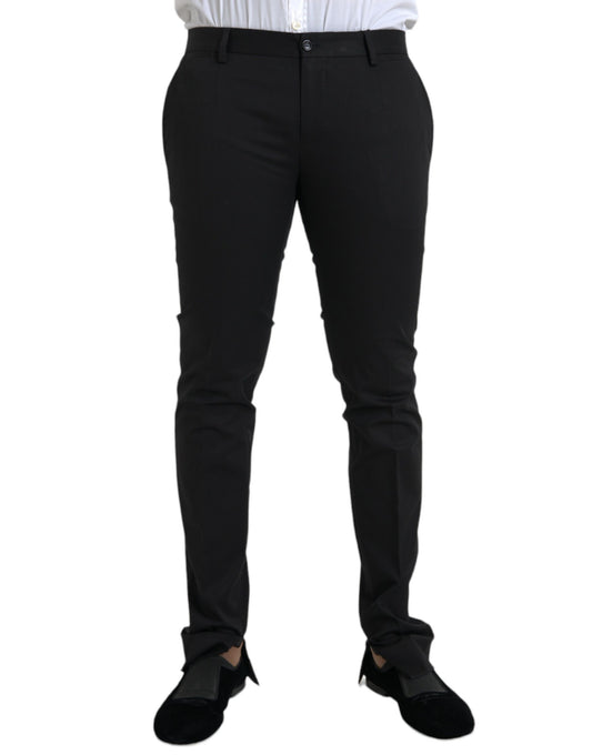 Dolce & Gabbana Black Cotton Stretch Skinny Dress Pants by Dolce & Gabbana
