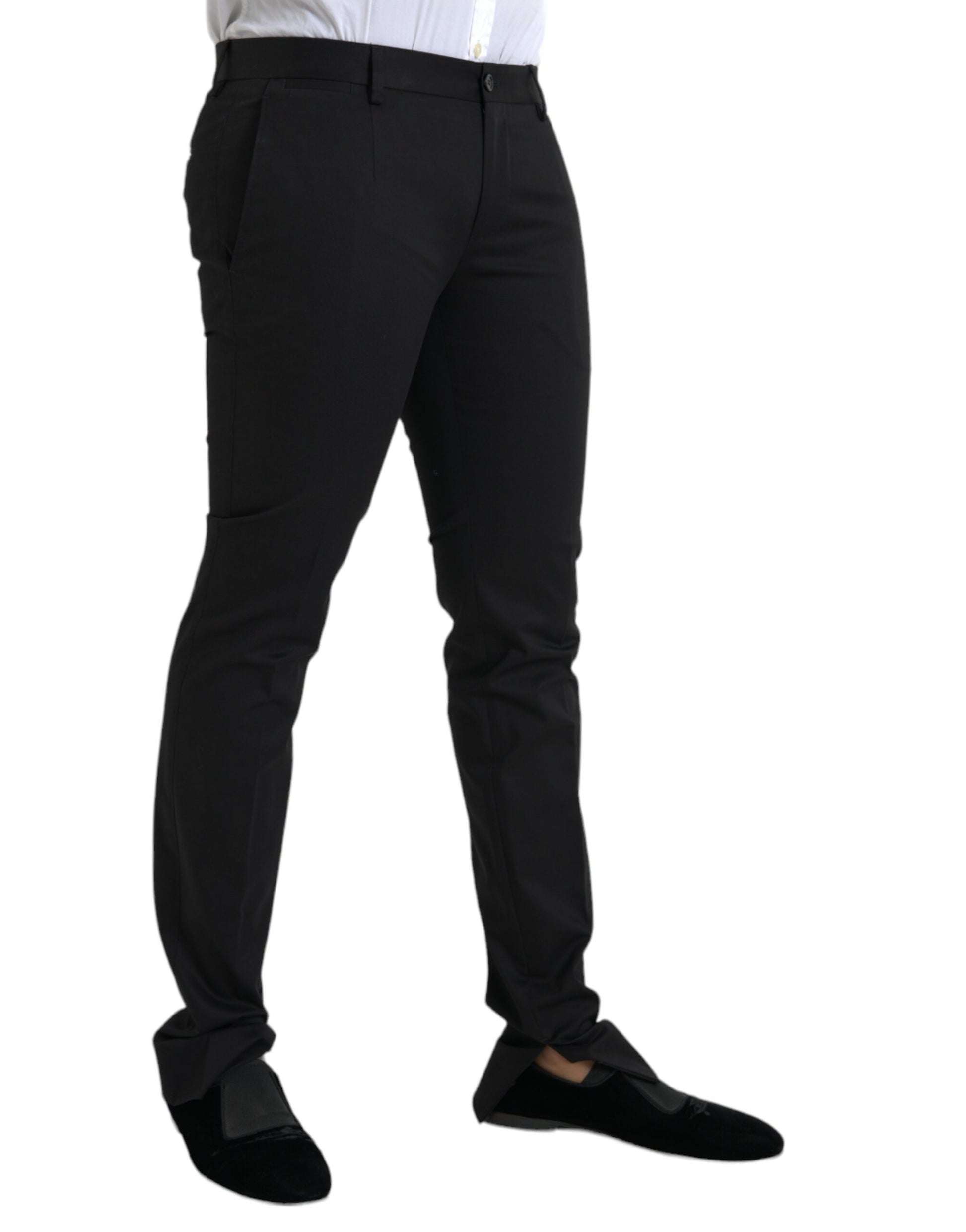 Dolce & Gabbana Black Cotton Stretch Skinny Dress Pants by Dolce & Gabbana