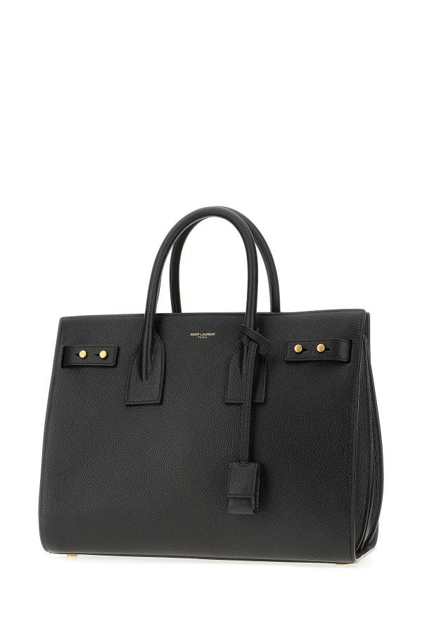 Sac à main Sac De Jour en cuir de veau noir Saint Laurent