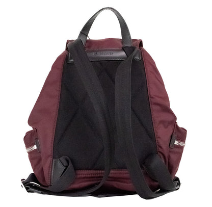 Sac à dos Burberry bordeaux moyen en nylon Econyl avec cordon de serrage