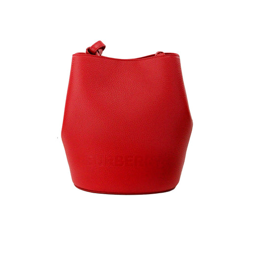 Petit sac seau à bandoulière Burberry Lorne en cuir grainé rouge