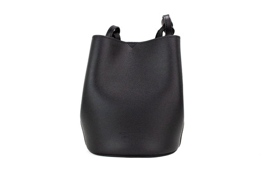 Petit sac à main seau Burberry Lorne en cuir galet noir à carreaux Haymarket