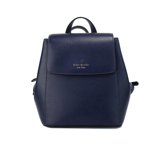 Sac à dos à rabat moyen en cuir saffiano bleu marine Kate Spade Madison