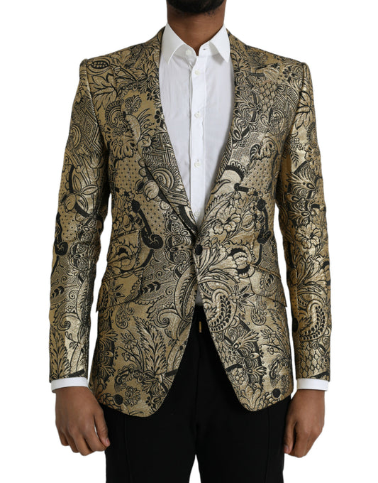 Blazer manteau simple boutonnage en jacquard Dolce &amp; Gabbana Gold SICILIA